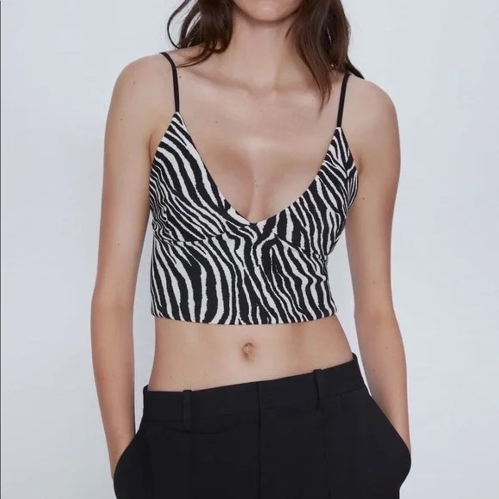 Zara Black and White Zebra Crop Top
